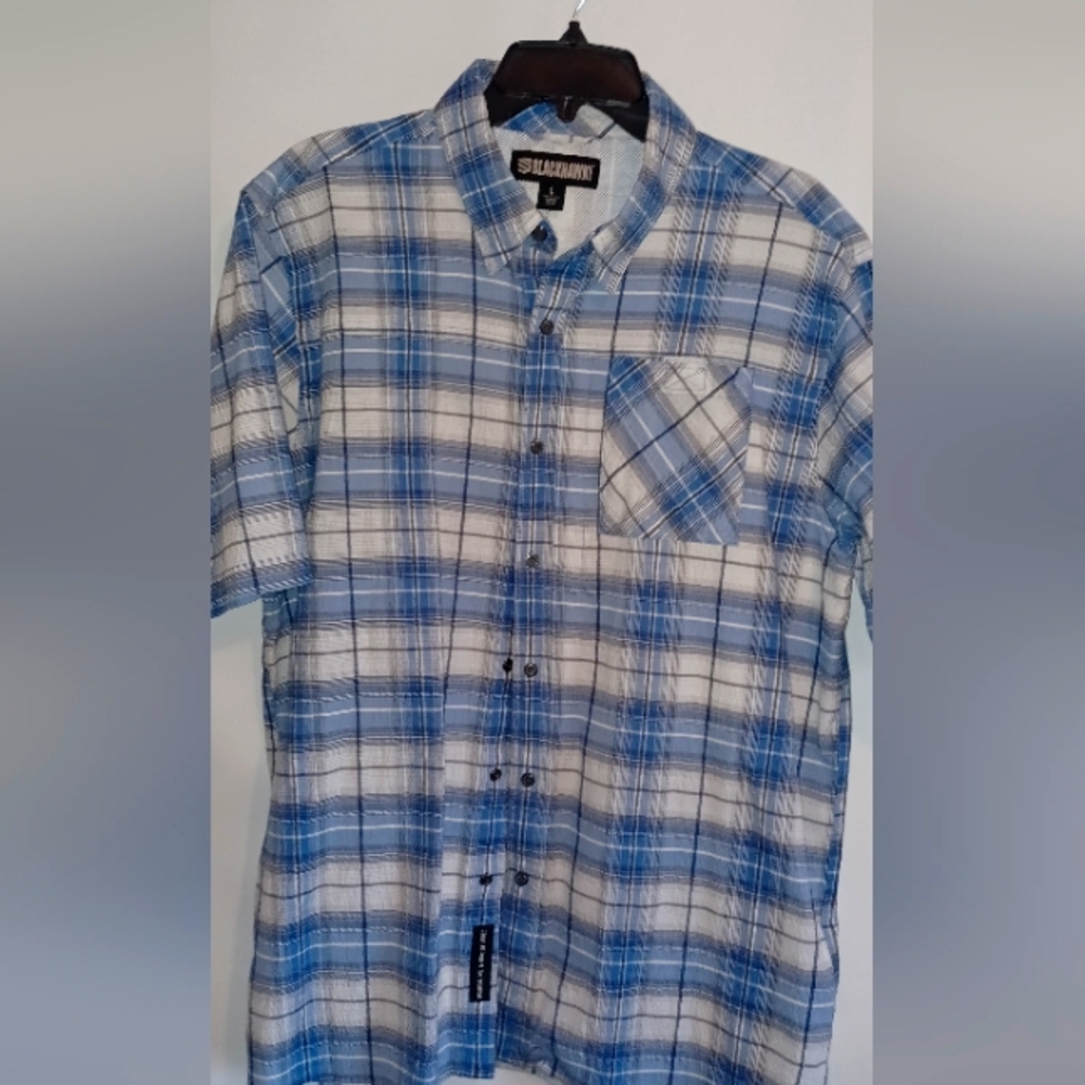 Blackhawk Warrior wear Blue and White Plaid Men's Tactical CC Shirt, Snap Button